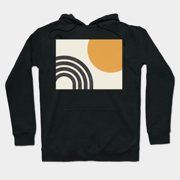 Mid Century Modern Gold - Sun & Rainbow Horizon Hoodie by moonlightprint